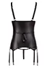 False leather half cup Basque crotchless thong