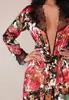 Floral satin and lace robe