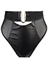 High waisted faux leather thong