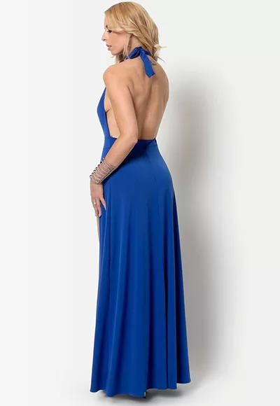 Isabella Blue Lycra slits Dress