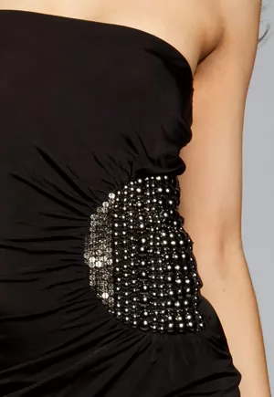 Jewel black strapless bustier dress