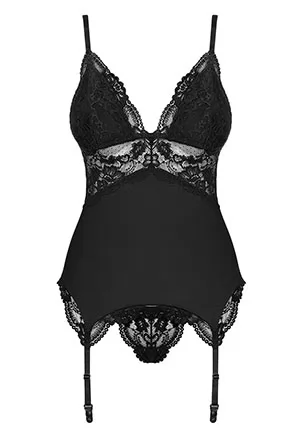 Lace Basque thong Black 810