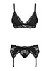 Lace lingerie garter set 3 pcs Black 810