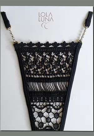 Luxury Agatha black thong