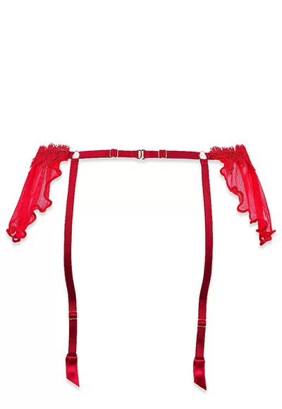Elixir red Garter Belt with veils