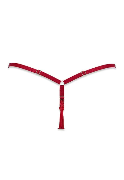 Elixir red open Thong with veils