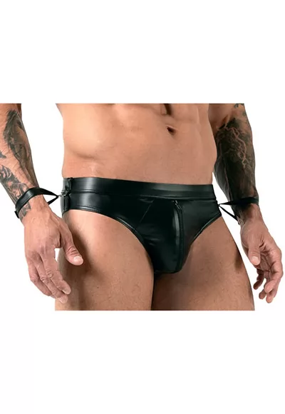 Mens wetlook Jock Briefs handcuffs