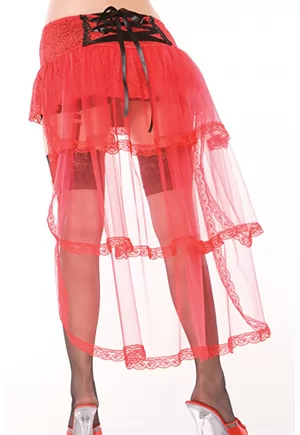 Mini skirt with suspenders and veil