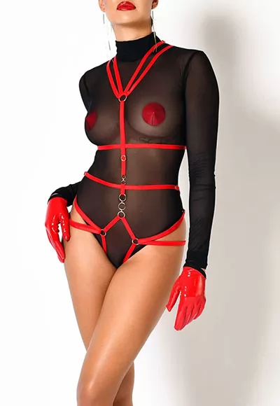 Nicole red elastic harness