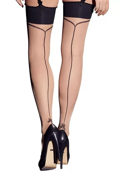 Nude Stockings with black Seam and bows