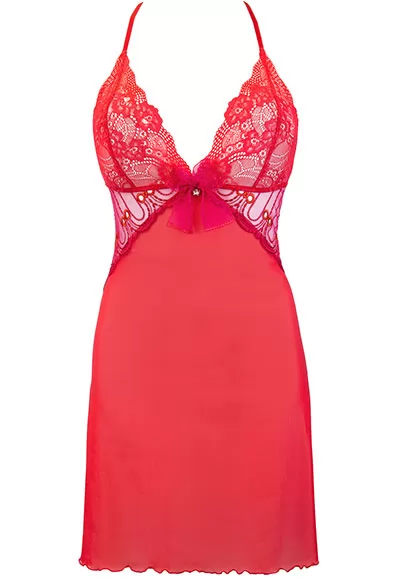 Pink babydoll lace neckline