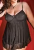 Plus size black Babydoll with rhinestones