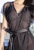 Plus size Mesh and scalloped lace short sleeve robe