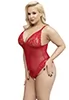 Plus size red open lace bodysuit