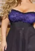 Plus size strapless purple satin babydoll