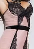 Powder pink and black lace basque