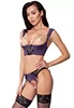 Purple Bustier shelf bra crotchless thong garters