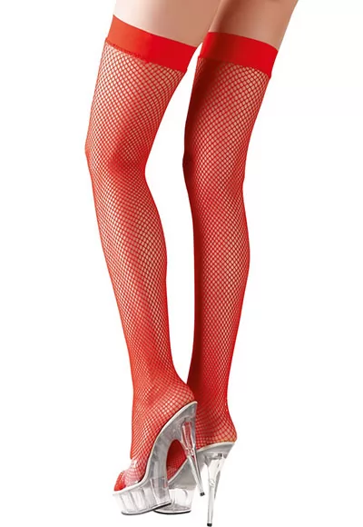 Red Hold up fishnet stockings