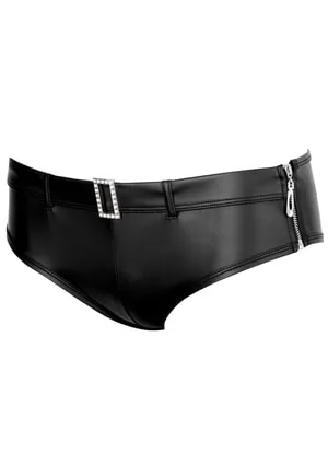 Rhinestone false leather panties