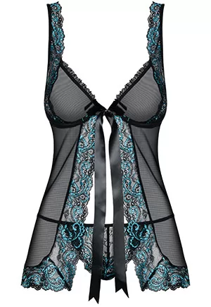 See through Babydoll Amanta Black Turquoise