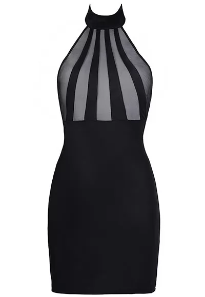 Sexy black transparent tulle dress