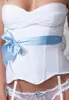 White bustier with removable blue belt