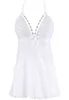 White microfiber lace babydoll and thong