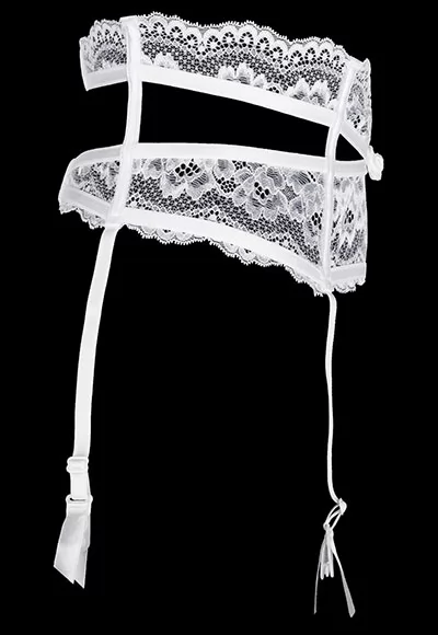 Angelic white lace suspender belt