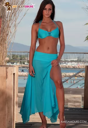 Bahamas lycra turquoise blue shorty swimsuit 2 pieces