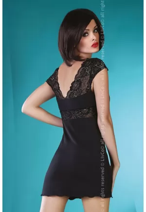 Black lace chemise with small sleeves