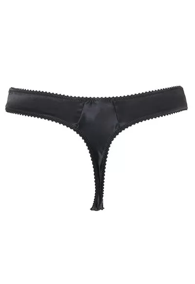 Black Swan black satin Thong