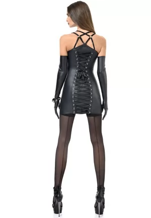 Rosa wetlook lace up corset dress