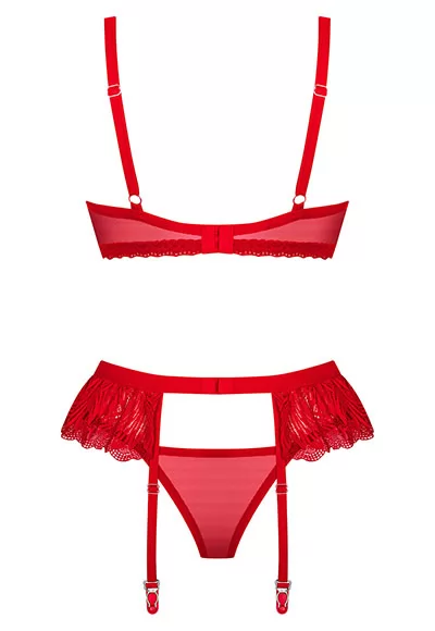 Chilisa red lingerie set with garter belt