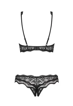 Crotchless lingerie lace 2 pcs Luvae Black