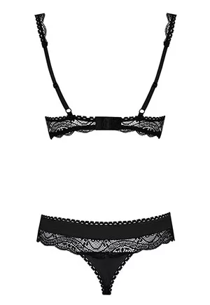 Crotchless lingerie shelf bra 2 pcs Miamor Black