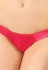 Crotchless red lace panties with ribbon side ties