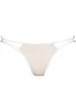 Embroidered white open briefs beige tulle