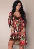 Floral satin and lace robe