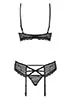 Lace lingerie garter set 3 pcs Black 818