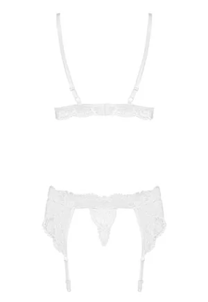 Lace lingerie garter set 3 pcs White 810