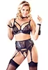 Leather and lace suspender lingerie 3 pieces