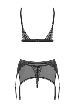 Lingerie lace garter set 3 pcs  Shibu Black
