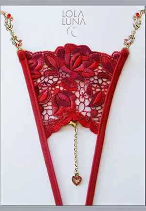 Luxury Roxanne red crotchless thong