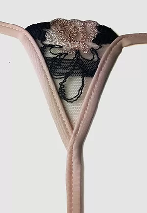 Luxury Valia jewel pink crotchless thong
