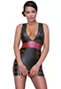 Mini Tight Dress Deep Neck Red Black