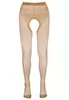 Nude crotchless tights with black seam