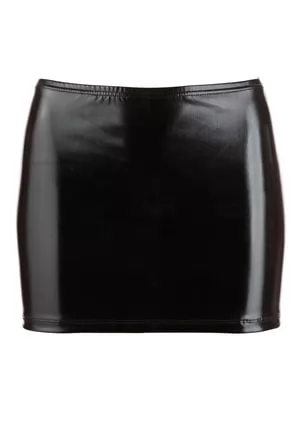 Pleated false leather mini skirt