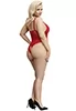 Plus size red open lace bodysuit