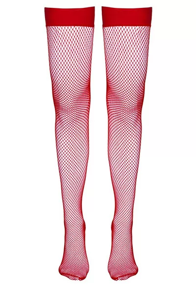 Red Hold up fishnet stockings