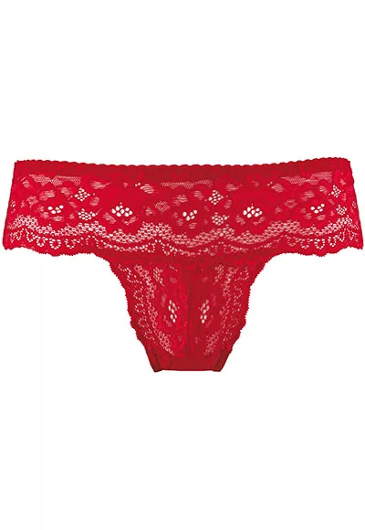 Red lace Brazilian brief